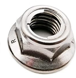 DEPYEE 1/2/5 Stück M4-M12 304 Edelstahl mit vorherrschendem Drehmoment, alle Metalleinsätze, Sechskant-Kontermutter mit Flansch, Sechskant, selbstsichernd(Flat Bottom,5pcs M4)
