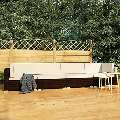 Fasba Garten Sofagarnitur 4-TLG. mit Auflagen 4er Sofa Couch Lounge Gartensofa Gartenmöbel Sitzgruppe Rattansofa Poly Rattan Braun
