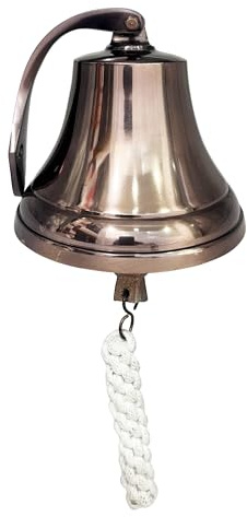 Metallix Hanging Bell | Hanging Bell for Door, Reception, School, Outdoor, Indoor, Dinner & Chruch | Heavy Aluminum | Nautical Ship Bells (Rose Gold, 6 Inch)