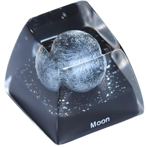 Moon Satellite Planet Artisan Keycap R1 SA Profile Custom Solar System Planets Keycaps 1U ESC Handmade Resin Gaming Galaxy Key Cap Cherry MX Switch Compatible Mechanical Keyboard Space Lover Gift