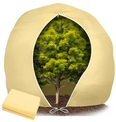 Behiruch Protezione Invernale per Piante, 240 x 200CM Telo Copri Piante Antigelo, Riutilizzabile Materiale Spesso con Coulisse e Cerniera per Olivo, Palme (Bianco)