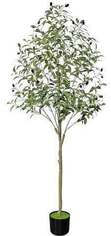 Aoczes 150 cm Árbol de olivo artificial con plantador plantas artificiales para interiores, ramas de oliva falsas y frutas, árbol artificial para oficina, casa, sala de estar, decoración del hogar