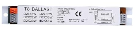 MTADSBKFP Reattore elettronico per lampade Fluorescenti, Alimentatore elettronico for lampade 2x18/30/58W T8 Alimentatore Fluorescente lineare(58w)