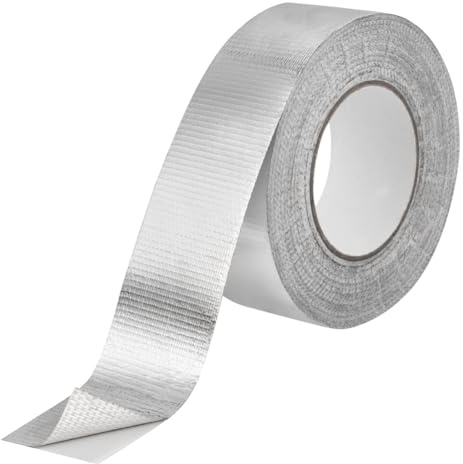 ANOMM Reinforced Aluminium Foil Adhesive Tape, Silver Tape (50mm*50m) | Self-adhesive with Glass Fibre, Heat Resistant Tapes Water Resistance for Home Repair, Ducts, Insulation, Fixing, Industrial