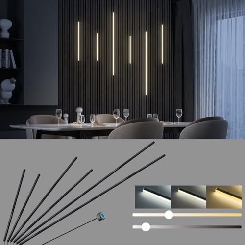 HAMRVL Black CCT LED Recessed Lighting Kit, 6 PCS Tunable 2700k-6500k Wall Panel Lights with Smart Switch, Self-Adhesive, Dimmable, for Wood Slat Wall Panels, Headboards, Stairs, Living Room, Bedroom