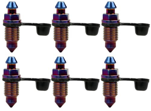 VEOIRXU 6 Stück Motorrad Entlüftungsschraube M10x1mm Nippel Entlüftungsschraube mit Staubkappe für Scheibenbremse Bremssattel Schrauben Motorräder Autos Bremspumpen (Farbige)