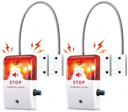 Konohan 2 Pcs Exit Stopper Door Alarm with 110db Siren Emergency Door Alarms When Opened, Easy Installation Battery Powered Magnetic Sensor for Unauthorized Entry Prevent Commercial Warehouse Retail