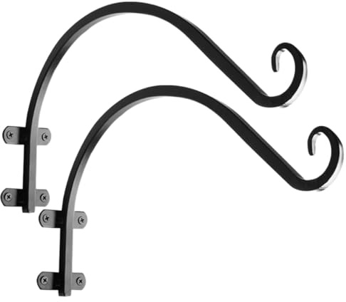 BCOATH Heavy Duty Metal Hanging Planter Bracket Wall Mounted Hooks for Indoor and Outdoor Use in Garden and Patios, Elegant Black Iron Hanging Basket Holder for Ceiling Plant Hangers
