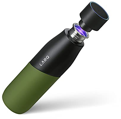 LARQ Movement Smart Self-Cleaning UV Lightweight Stainless Water Bottle | Not insulated, single wall. Leak-proof, BPA free reusable metal water bottle for gym, travel, sport, running. 710 ml,