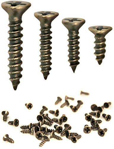fuxxer® – 100 x Antique en bois de Vis | laiton bronze patiné | Croix Tête de Vis de Verticale de soi schne idend | 2 x 6 mm/8 mm/10 mm/3 x 14 mm, Lot de 100