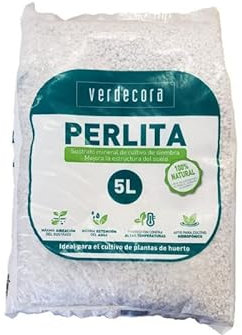 Verdecora Perlita 5 Litros | Mejora el drenaje y nutrición de tus plantas | Máxima aireación del sustrato y retención de agua (PORTES INCLUIDOS)