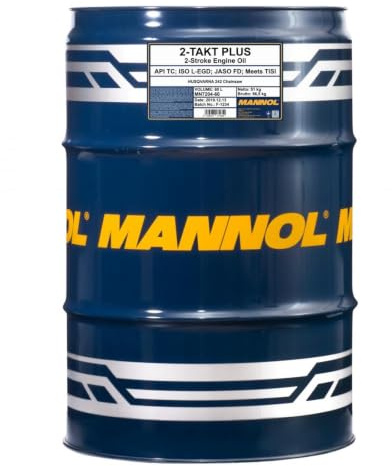 MANNOL 7204 2-Takt Plus Motorenöl für Motorrad & Roller, 60L | Synthetisches 2-Takt-Öl mit Korrosions- und Verschleißschutz, API TC, JASO FD, ISO L-EGD, auch für Mopeds und Motorsport