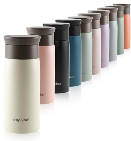 eppikan eppiToGo Edelstahl Thermobecher- Isolierbecher, Kaffee-to-go Becher, 350 ml, 500 ml Travel Mug, Autobecher, auslaufsicher mit hygienischer 360°-Trinköffnung (Ivory, 350 ml)