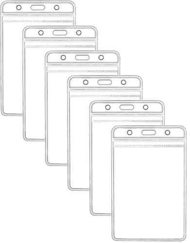 KINGSUM Vertical ID Badge Holders Sealable Waterproof Clear Plastic Holder, Fits RFID/Proximity/Badge Swipe Cards or Credit Card (6Pcs, Vertical)