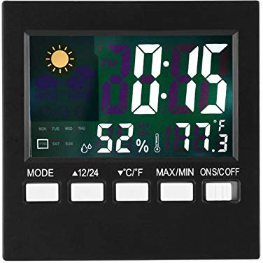 Pequeños Relojes Digitales, Reloj Despertador con TermóMetro Digital Despertadores de Viaje Calendario con Pilas Temperatura Humedad Pantalla Meteorológica con Retroiluminación para Hogar, Oficina