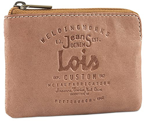 Lois - Monedero Piel Hombre Compacto para Uso Diario, Monedero Hombre Pequeño De Cuero con Diseño Funcional para Llevar Monedas Y Objetos Esenciales con Comodidad, Coñac