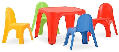 vidaXL Tisch Stuhl Set für Kinder UV-beständig Kindersitzgruppe Kindermöbel Kinderstuhl Kindertisch Kinderzimmer Sitzgarnitur Stühle PP