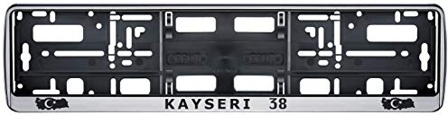 Auto Kennzeichenhalter in der Farbe Silber/Schwarz Nummernschildhalterung Auto, Nummernschildhalter Türkei Flagge 38 Kayseri 2 Stück