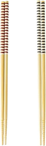Asahi Koyo 2 Pairs Set Cooking Serving Long Chopsticks Dishwasher Safe 10.6 Inches Red and Black Made in Japan