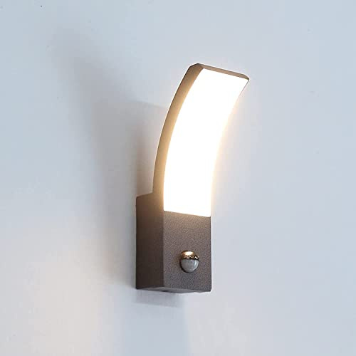 HLFVLITE Outdoor Wall Light with Motion Sensor, Aluminum PIR LED Outside Light, IP54 Waterproof Exterior Wall lamp for Patio, Terrace, Hallway, Garage, and Porch - 3000K, 1000LM, Black