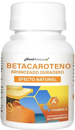 BETACAROTENE PER ABBRONZATURA FORTE I 210 Compresse (Scorta Per 7 Mesi)| Alto Dosaggio Per Accelerare Abbronzatura Da Estratto Secco Di Carota Con Vitamina A I Senza Glutine E Lattosio