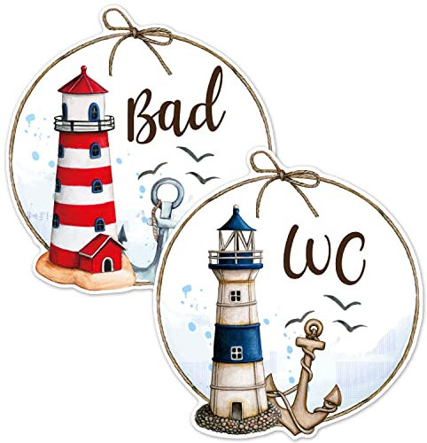 Lote de 2 adhesivos para puertas baño faro azul rojo I Ø 10 I autoadhesivo permanente I dv1234