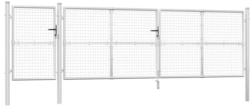 vidaXL Maschen-Gartentor Silber 500x125 cm Verzinkter Stahl