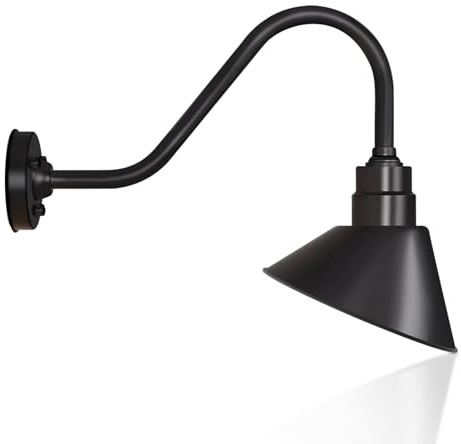 DENGNBJ 10 Inch Classic Outdoor Gooseneck Light with Extended Arm - Outdoor Sign Lighting, Retro, Restaurant, Store Sign Light