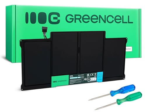 Green Cell A1496 A1405 A1377 Akku für Apple MacBook Air 13 A1369 A1466 (2010, 2011, 2012, 2013, 2014, 2015, 2017) Laptop (7200 mAh, 7.6V, Color Schwarz)