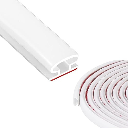 Zayejod 15M D-Shape Rubber Weather Stripping Door Seal Strip,Rubber Self-Adhesive Backing Door Windows Weatherstripping Soundproofing for Door Frame Insulation Large Gap,White