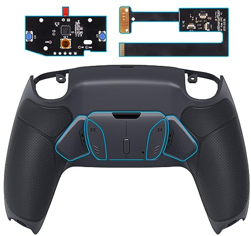 eXtremeRate Rise4 Remap Kit per ps5 Controller BDM-010/020,4 Paddles Aggiuntivi Programmabili & Cover Grip Gommato, Palette Tasti Posteriori Back Button Accessori per ps5 Joystick, Grigio Scuro