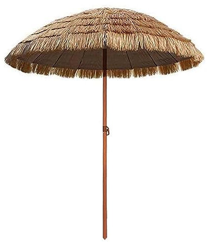 ARtsim Parasol Inclinable 200cm / 240cm Parapluie de Jardin Ronde de Grande, Parasol de Plage Hawaii, en Paille, Balcon, terrasse, Restaurant (Color : Brun, Size : 240cm)
