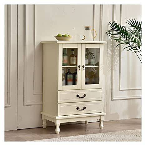 SOVORM Barschränke Weinschrank aus Holz mit Doppelschubladen Home Einfacher zweitüriger Weinbarschrank Kleiner Stauraum Sideboard Weinbäckerregal Glasschrank (Farbe: Gold) The New