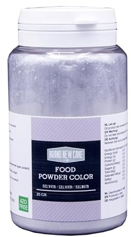 BrandNewCake® Silbernes Farbpulver 25g - Essbare Lebensmittelfarbe für Fettmassen - Perfekt zum Backen