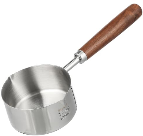 CIYODO Reine Edelstahl Saucenpfanne Mit Holzgriff Ergonomisch Induktionsgeeignet Vielseitig Für Öl Milch Butter Schmelzen Schnelles Und Gleichmäßiges Erwärmen in Kleiner Kochtopfgröße
