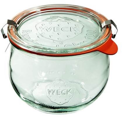 Weck Tulipán de 580 ml de 6 piezas con tapa, junta y 2 cierres, para conservar conservas, zumos, almacenamiento hermético de ingredientes secos