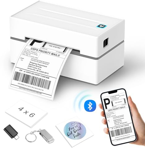 Anycash Bluetooth Thermal Label Printer, Wireless 4x6 Shipping Label Printers for Small Business, Compatible with Android&iOS and Windows, Address Label Printer for Amazon, Ebay, Shopify, Etsy, USPS