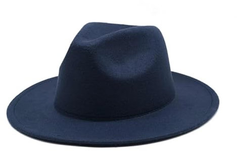 FULUJIDI Fedora Trilby Filzhut Hut Frauen-Filzhut Große Krempe Hüte Für Frauen Im Britischen Stil Vintage Kirchen Hüte Dame Flat Brim Jazz Hut Ht10654Nv