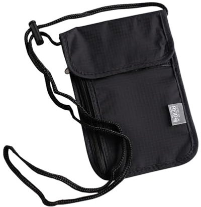 Onperpoe Brustbeutel mit RFID Schutz Unisex Reisegeldbeutel Weicher Brustbeutel zum Reisen Brustbeutel Wasserdicht Reisedokumententasche für Passport Kreditkarten Münzen Und Reise Zubehör (Schwarz)