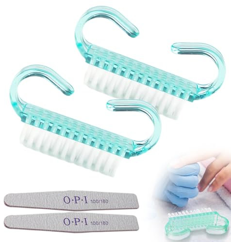 2 Pezzi Spazzola Maniglia e2 Pezzi Striscia abrasiva in spugna per Unghie Spazzola per Pulizia delle Unghie Lavaggio Maniglia di Unghie per la Pulizia Quotidiana delle Unghie