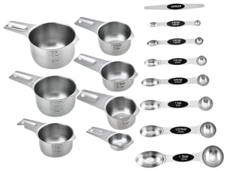PRETYZOOM Elementos Esenciales para Cocinar: Juego de 15 Cucharas Medidoras Y Tazas Medidor Magnético Reutilizable para Hornear