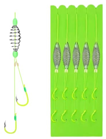 Fiskekrokar, 5/10 st karpfiske beten krok anti-trassel fiskematare karpkrokar med fluorescerande krokar för gräs karp knubbar fisk