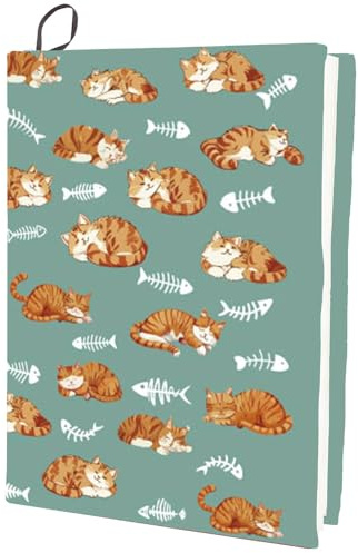 craspire Buchumschlag Mit Katzen Und Fischgrätenmotiv 9.4x15.7 Zoll Groß Dehnbar Elastischer Buchstoff Schutzumschlag Für Notizbücher Geeignet Für Die Meisten Hardcover Bücher Umschläge