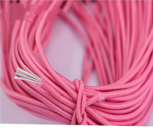 Cuerda elástica redonda de 45 metros, multicolor, 2 mm, hilo para abalorios, ropa, pantalones, banda de goma para coser, cordón elástico, artesanía hecha a mano, 07 rosa oscuro, 45 metros