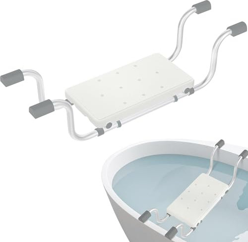 FIVMEN Sedile per vasca da bagno per anziani, per adulti, allungabile, 72-82 cm, antiscivolo, per vasca da bagno, fino a 150 kg, colore: bianco