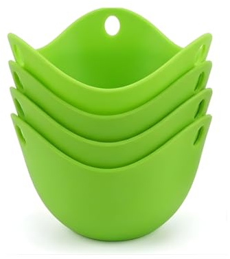 Halsgroves Silicone Egg Poacher Cups Set of 4 – Non-Stick BPA Free Poached Egg Maker Pods for Microwave & Stovetop Cooking – Heat Resistant Multi-Use Egg Cooker Molds for Baking, Baby Food & Dips