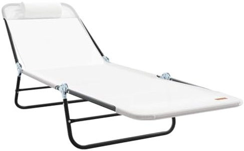 vidaXL Klappbare Sonnenliege Creme 182 x 55 x 85,5 cm Textilene, Verstellbare Sonnenliege, moderner Lounger für Garten und Terrasse, faltbar für entspannte Stunden draußen