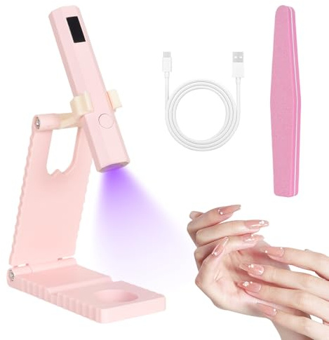 Lampe UV pour Ongles Gel,Mini Lampe LED UV Rechargeable avec Support - Sécheuse de Vernis Gel Portable pour Vernis Semi-Permanent et Caps - 2 Modes Minuterie (20S/60S) - Séchoir à Ongles Professionnel