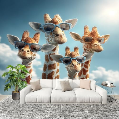 Dormitorio Papel Pintado PatróN de Jirafa Animal Pared Panorámico 400x280 cm Animal Fotomurales No Tejido, Póster Gigante de Pared Personalizado 3D Para Salón Fotomurales