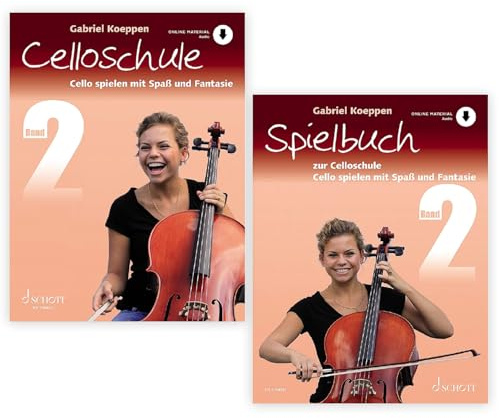Celloschule Band 2 und Spielbuch 2 - Cello spielen mit Spaß und Fantasie - Gabriel Koeppen - mit Soundman Kolophonium (Starterset)